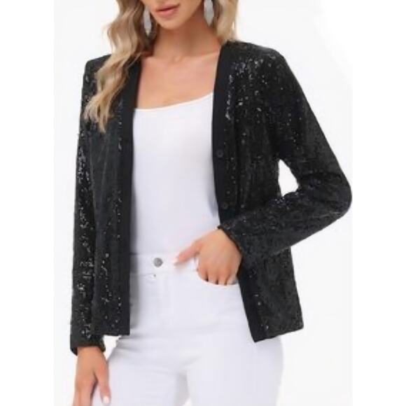 Kancy Kole Black Sequin Button-Up Cardigan - Picture 6 of 6